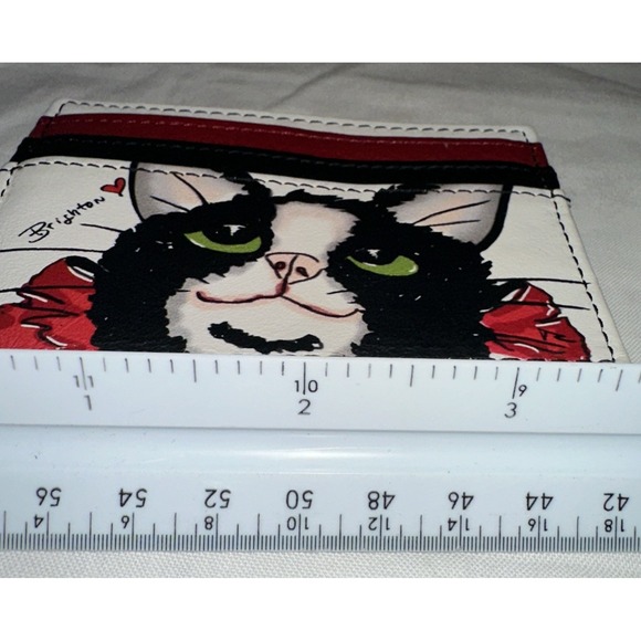 Brighton Card Wallet With Black & White Kitty Cat Kitten Cardholder NEW - Picture 6 of 6